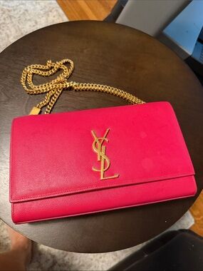Saint  Laurent signature Kate in hot pink YSL